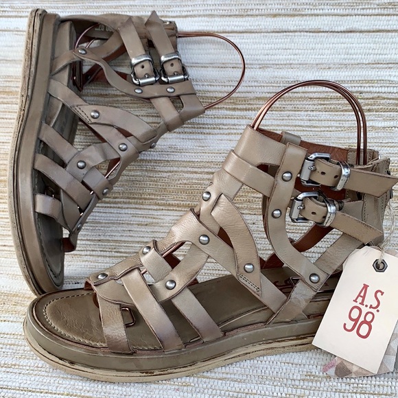 A.S.98 AS98 Payne NEW Gladiator Strappy Ankle Buckle Zip Wedge Platform Sandals - Picture 5 of 13